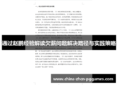 通过赵鹏经验解读欠薪问题解决路径与实践策略 通过赵鹏经验解读欠薪问题解决路径与实践策略